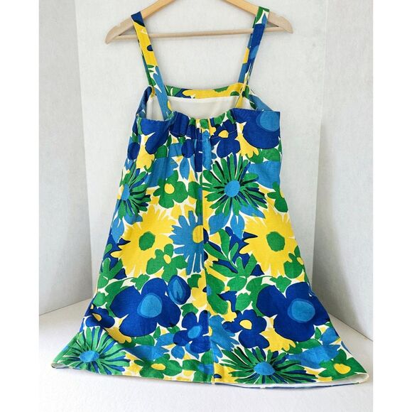 J. Crew Linen Sheath Dress Retro Floral with Straps Women's Size 8 - Picture 6 of 10